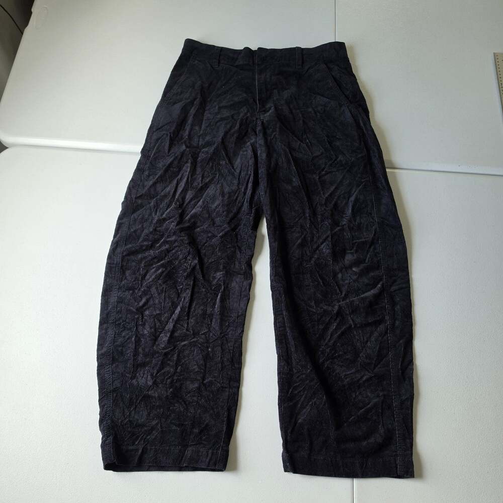 Gap 365 High Rise Barrel Corduroy Pant Women 6 Black Wide Leg Stretch Casual